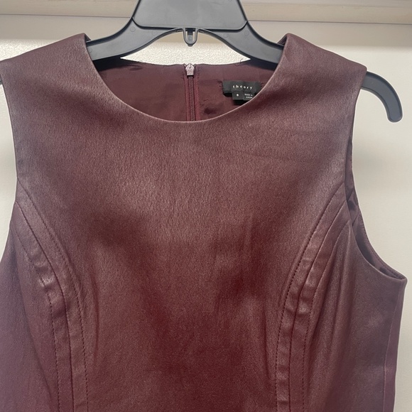 THEORY BURGUNDY LAMB LEATHER FRAYLAN DRESS ZIPPERS EUC - Picture 6 of 14